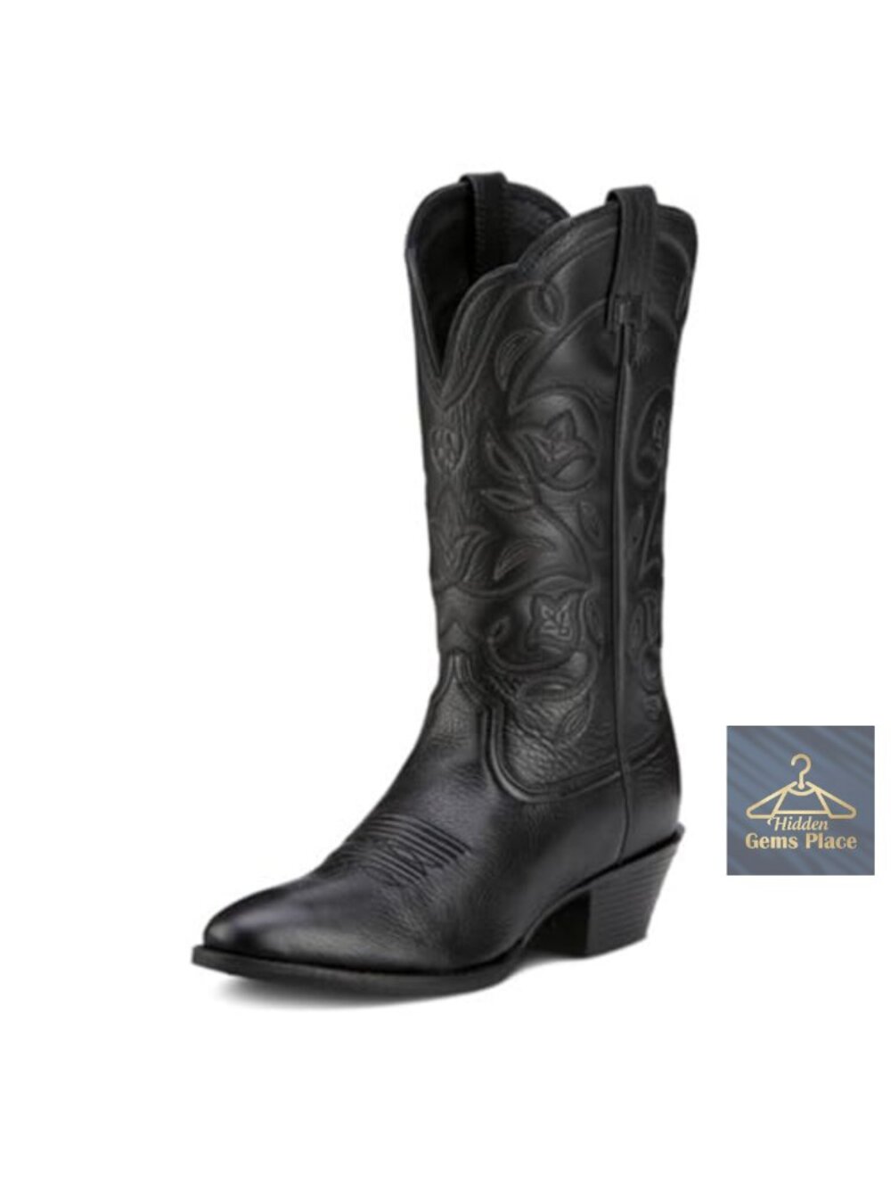Women's Cowgirl Western Boots Leather Mid-Calf Pull-On